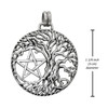 Tree of life pentagram pendant with a 1 1/4 inch (3 cm) diameter measurement, showing the large silver necklace details