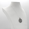 Wiccan pentagram necklace at our pagan jewelry store featuring a large silver tree of life design, displayed beautifully on a white jewelry bust