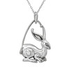 Rabbit Pendant Necklace with a Stylized Bunny Hare in Fine Silver
