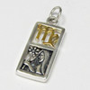 Sterling Silver Virgo the Virgin Zodiac Sign Pendant Charm with Vermeil