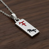 Chinese Zodiac Horse Pendant in Sterling Silver with Red Symbol Necklace