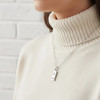 Silver Rectangular Chinese Zodiac Dragon Amulet Necklace