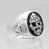Norse Pagan Odin Valknut and Ansuz Rune Signet Men's Ring For Man in Sterling Silver