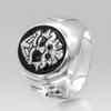 Norse Pagan Odin Valknut and Ansuz Rune Signet Men's Ring For Man in Sterling Silver