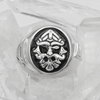 Norse Pagan Odin Valknut and Ansuz Rune Signet Men's Ring For Man in Sterling Silver