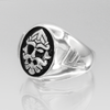 Norse Pagan Odin Valknut and Ansuz Rune Signet Men's Ring For Man in Sterling Silver