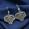 .925 Sterling Silver Filigree Heart Earrings with Celtic Love Knot Design