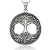 Tree of life necklace, a stunning piece of sterling silver Celtic pagan jewelry displayed straight on against a bright white background