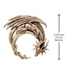 Moon dragon pendant showing a 1 1/8 inch (2.8 cm) diameter measurement, detailing the exact dimensions of this solid bronze fantasy necklace