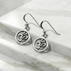 Sterling Silver Om Aum Dangle Earrings .925
