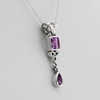 Square Teardrop Amethyst Silver Celtic Triquetra Dangle Necklace