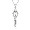 Large sterling silver goddess pendant with Celtic triquetra trinity knot design necklace