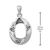 Triquetra pendant showing a height measurement of 7/8 inch, highlighting the scale of this .925 sterling silver modern Celtic jewelry