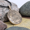 Bronze 4th Pentacle of Saturn Talisman - King Solomon Sigil Jewelry with Black Necklace Cord