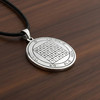 Second Pentacle of Saturn Medallion with Hebrew Grid on Black Cord