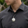 King Solomon Talisman Necklace Fourth Pentacle of Saturn Silver Medallion
