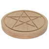 Solid Wood Oak Wiccan Pentacle Paten - Unfinished