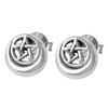 Sterling Silver Crescent Moon Pentacle Earring Studs