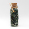 Moss agate green witchcraft amulet witch jar, pagan, wiccan, and witchcraft metaphysical store supplies with pentacle charm showing the backside of witch bottle