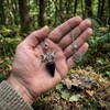 Black Obsidian Triple Moon Pendulum with Pentagram