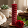 Beeswax Rolled Taper - Red 4 Inch
