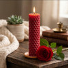 Beeswax Rolled Taper - Red 4 Inch