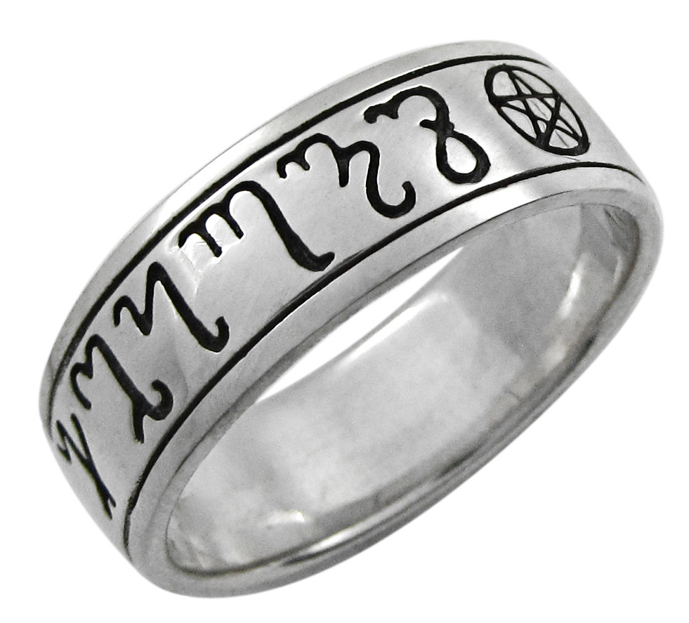 Sterling Silver Handfasting Theban Pentacle Wedding Ring