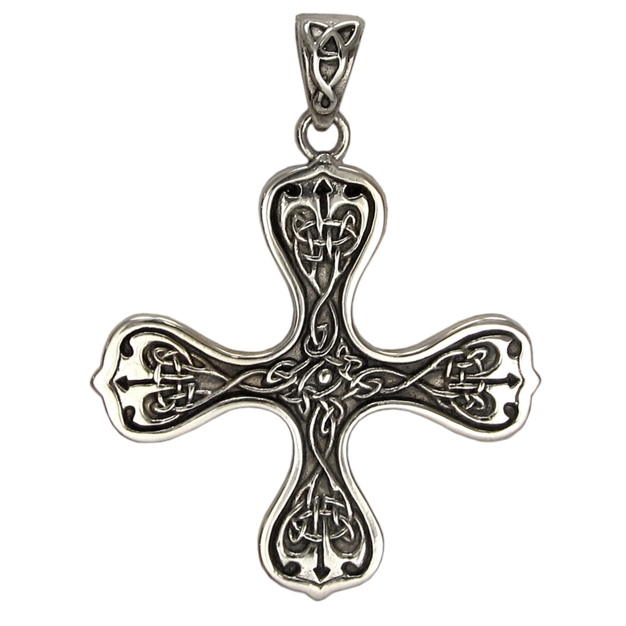 Sterling Silver Celtic Knot Cross of the Spirit Pendant Moonlight