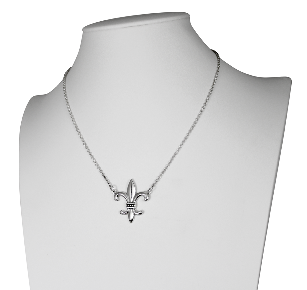 Sterling Silver Fleur de Lis Necklace, 16