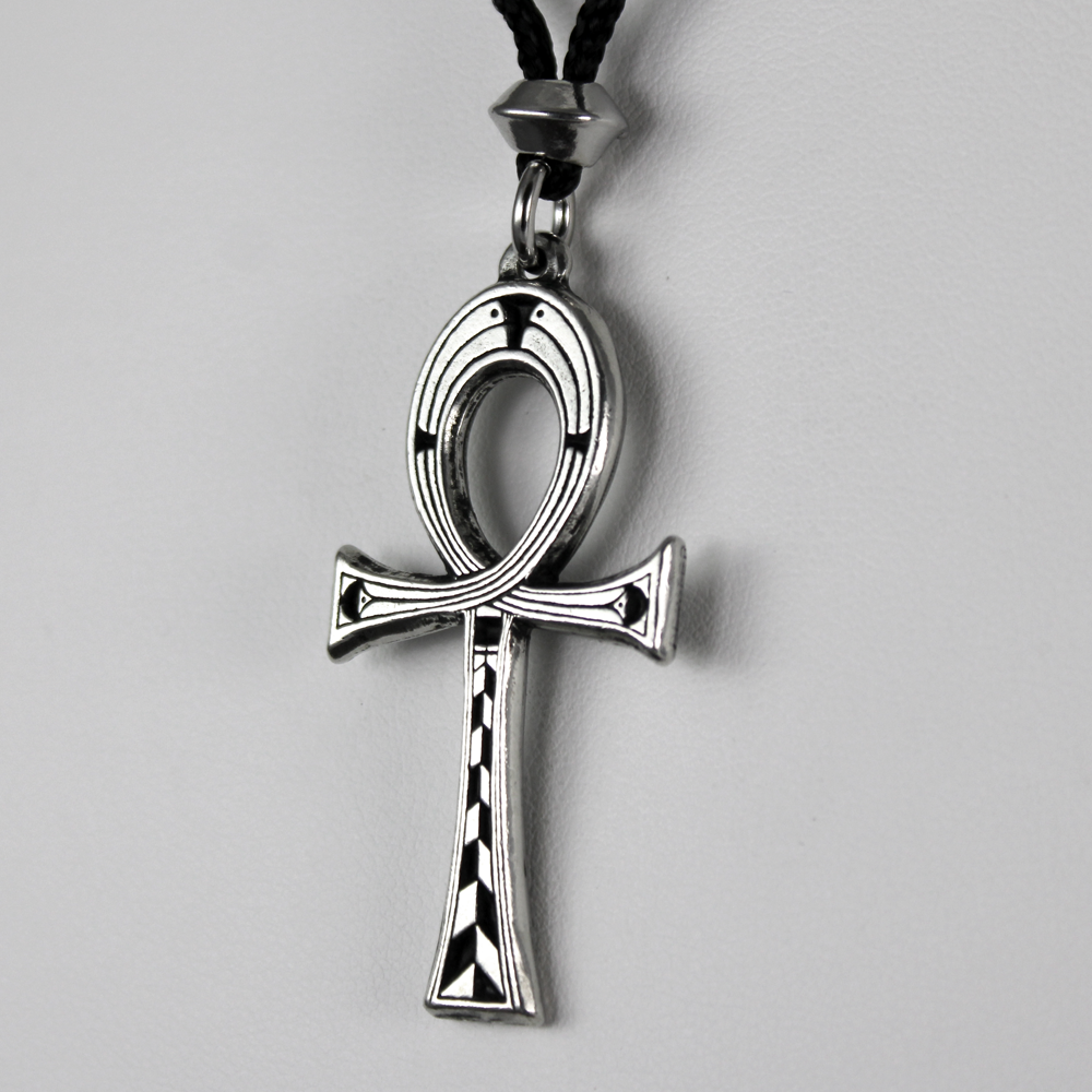 Large Pewter Ankh Pendant - Egyptian Kemetic Talisman Necklace (Made In USA)