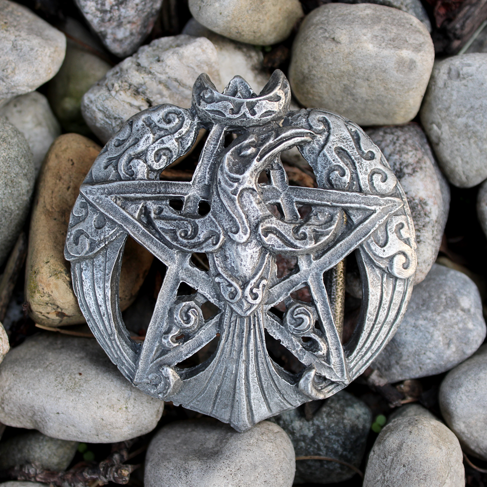 Pagan Moon Raven Pentacle Buckle | Pewter Gift for Him