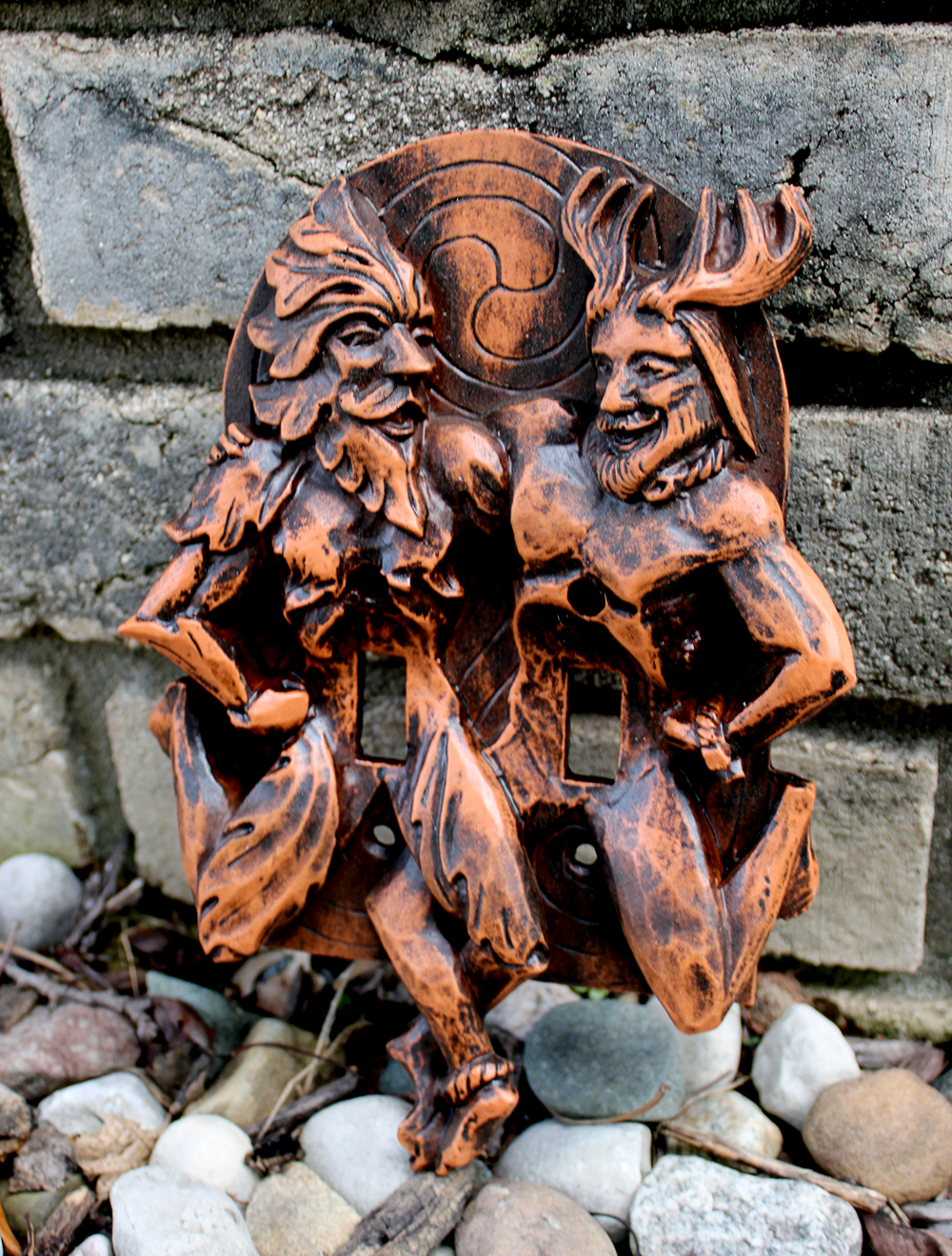 Oak King and Holly King Celtic Pagan God Double Switchplate | Yule Gift Idea | Wiccan Pagan Gift | Witch Wall Decor | Summer Solstice Gifts