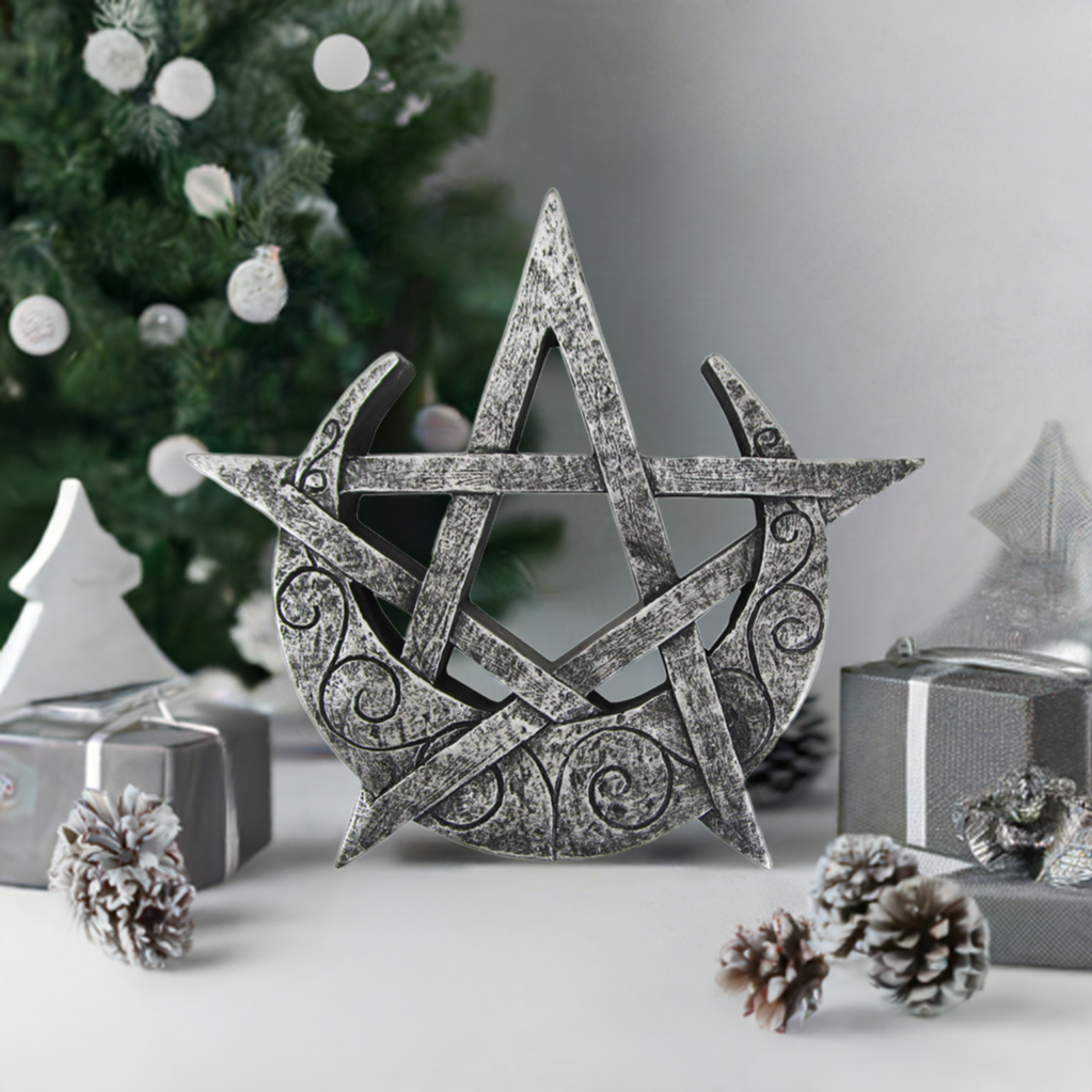 Crescent Moon Pentacle : Wall Plaque, Witch Wall Decor, Pagan Star Witchcraft decoration | Traditional Yule Gifts at the Modern Witch Shop | Shop Wiccan gifts