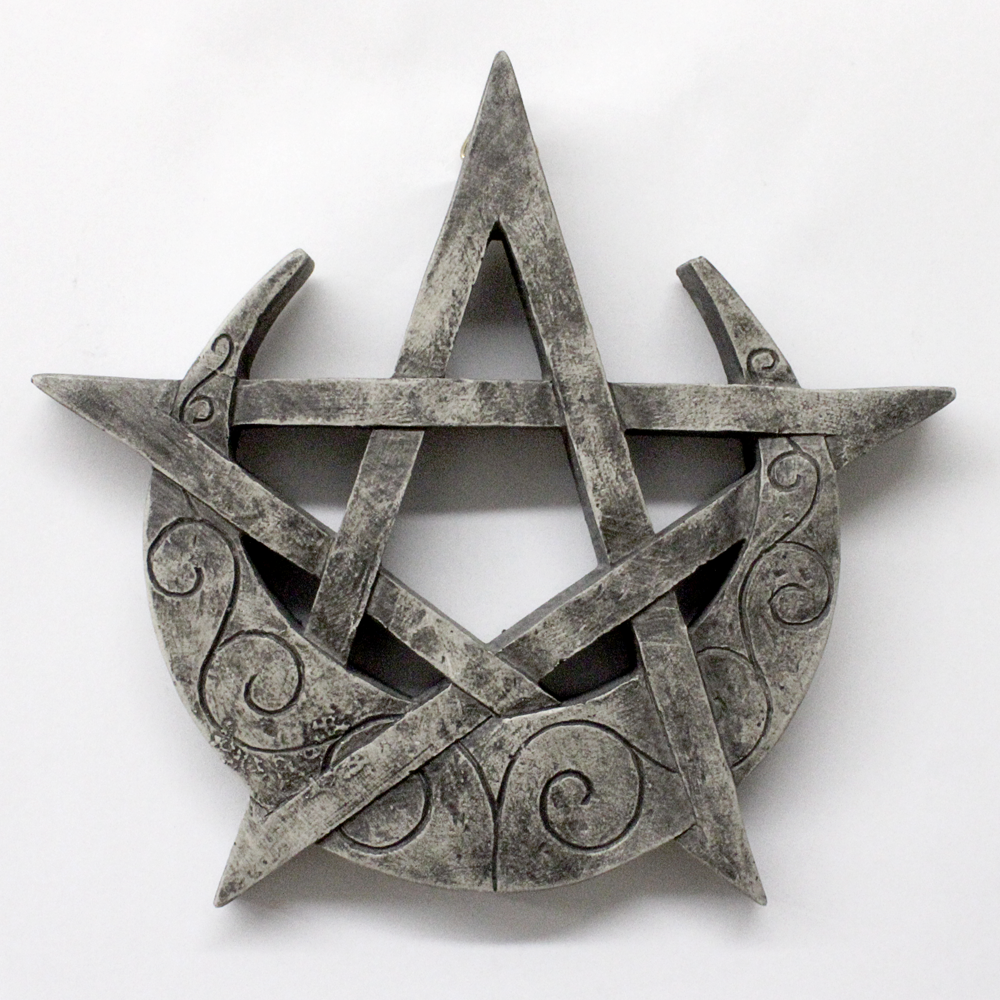 Crescent Moon Pentacle Plaque : Witch Wall Decor, Pagan Star Witchcraft decoration | Traditional Yule Gifts at the Modern Witch Shop | Wicca Gifts