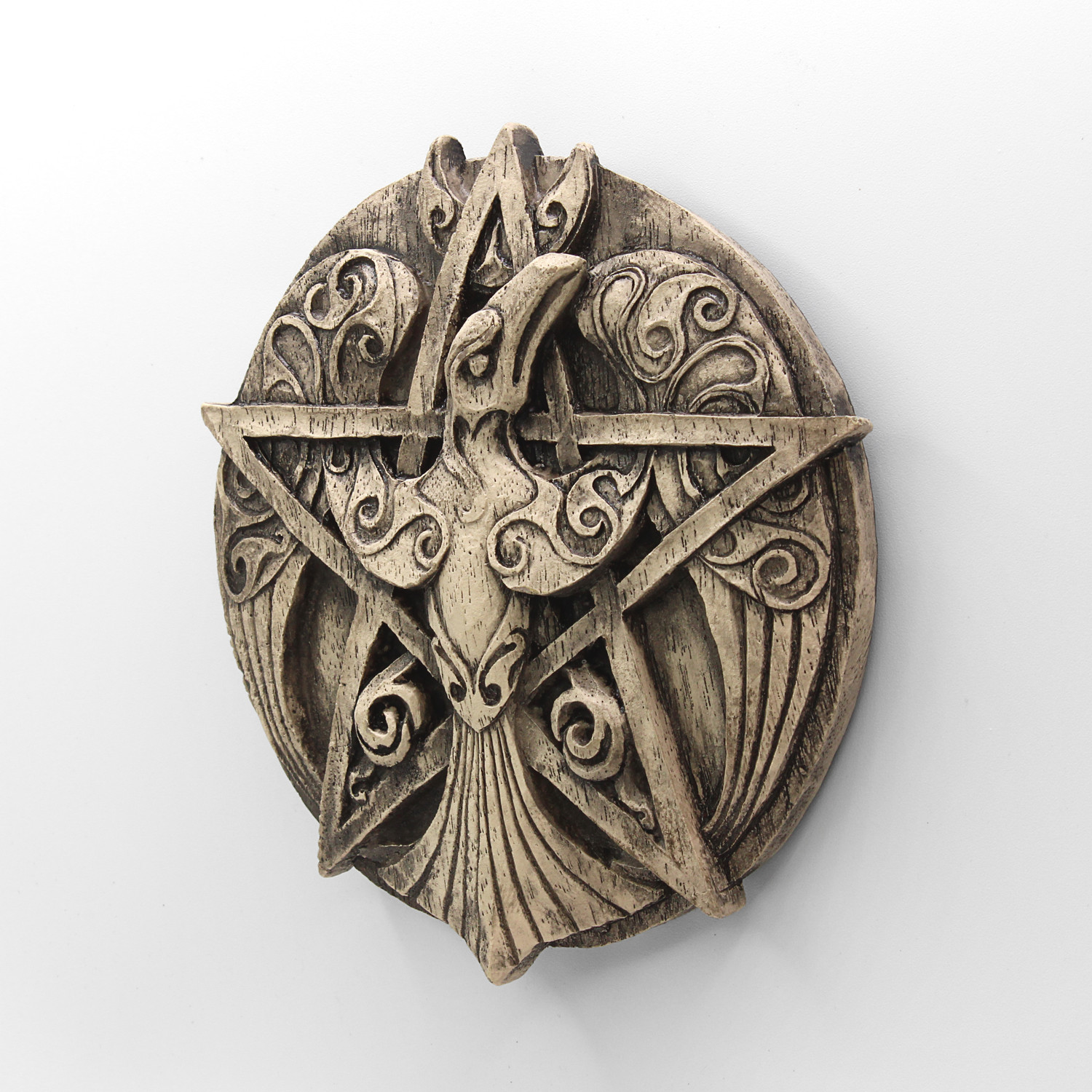 Crescent Raven Pentacle Plaque | witch wall decor | Wiccan & Pagan altar tile  | Wiccan Gifts & Decor - Altar supplies & Samhain decorations