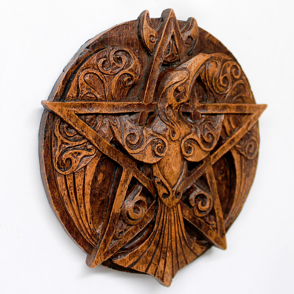 Samhain decoration | Crescent Raven Pentacle Plaque | witch wall decor | Wiccan & Pagan altar tile  | Wiccan Gifts, Decor & Altar supplies