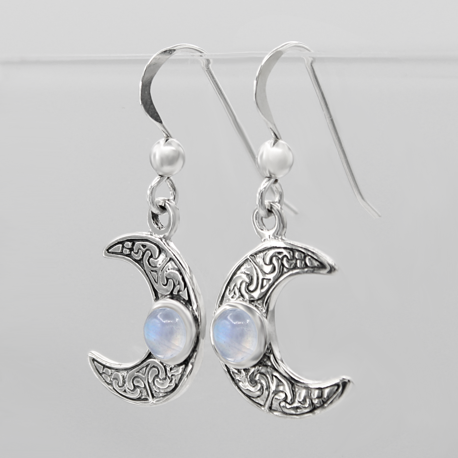 Horned moon earrings, Wiccan and pagan jewelry
