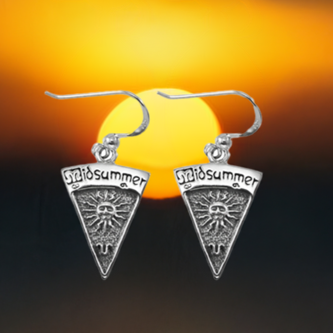 The Witches Wheel of the Year Pagan Jewelry Midsummer Earrings