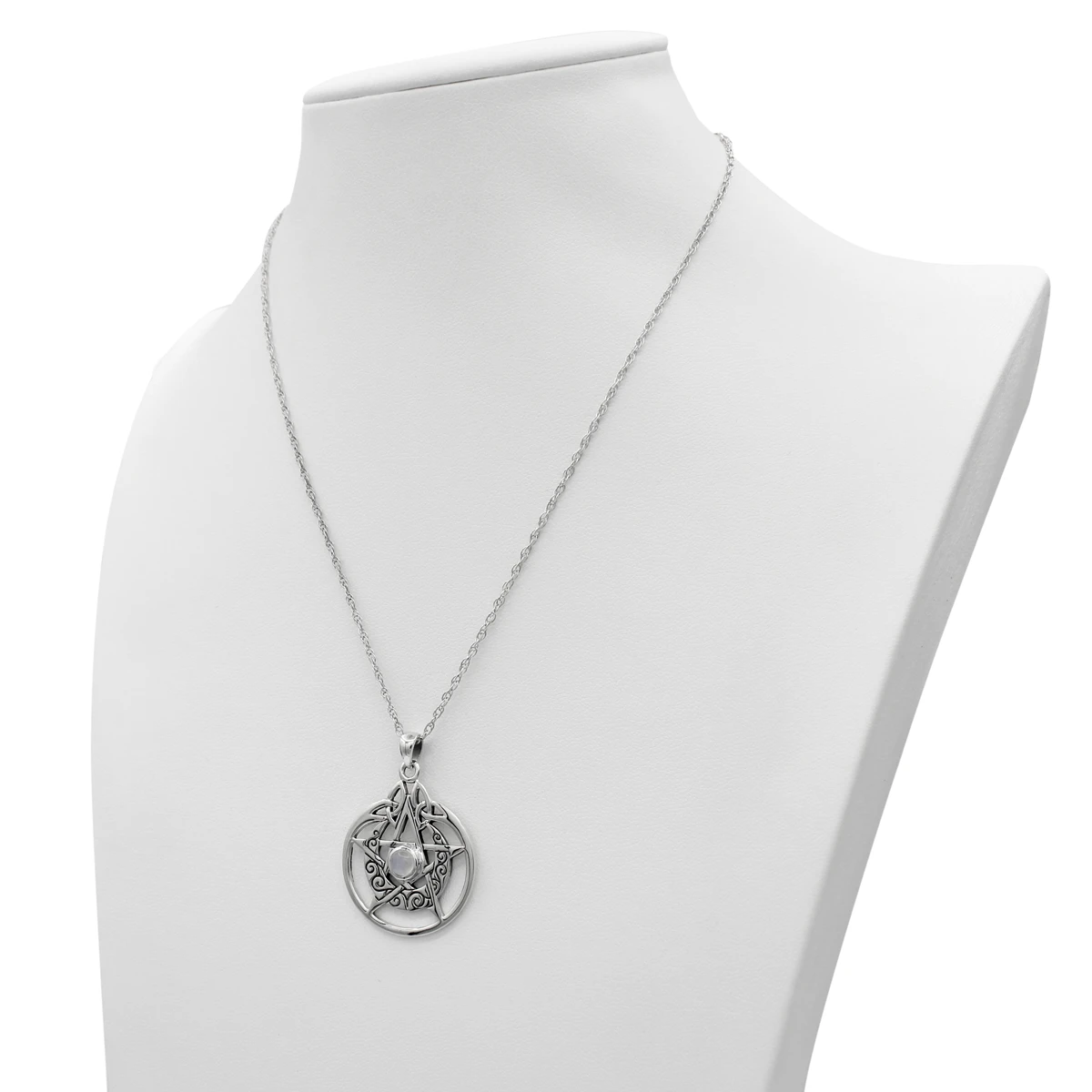 Wiccan pendant :  Moon Pentacle Witchcraft Necklace | .925 Sterling Silver Pentagram Jewelry
