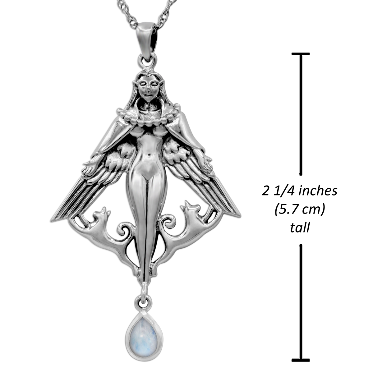 Sterling Silver Freya Pendant with Rainbow Moonstone