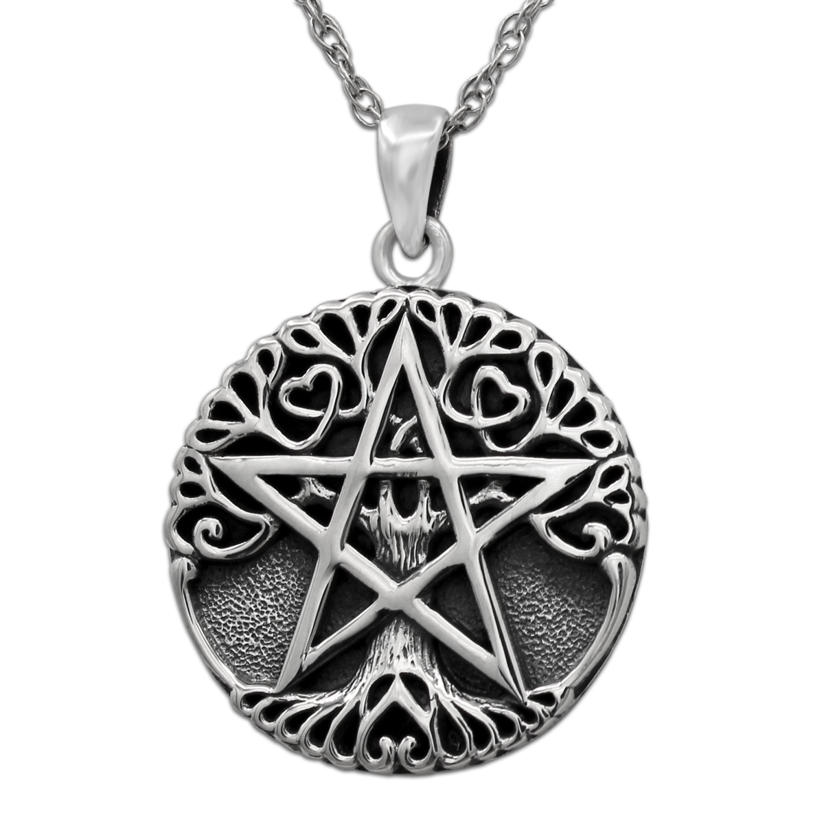 Tree Pentacle Pendant | Druid, Wiccan and Celtic Necklace | .925 Sterling Silver Jewelry
