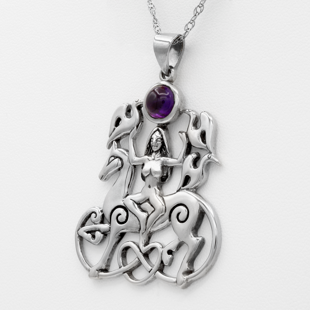 Sterling Silver Rhiannon Pendant with Amethyst