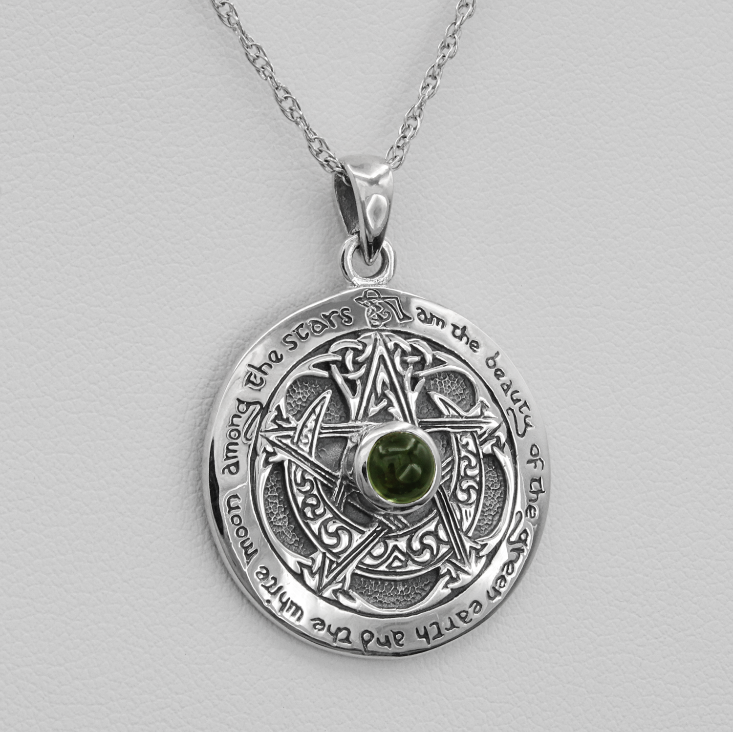 Moon Pentacle Necklace | Moldavite & 925 Sterling SIlver