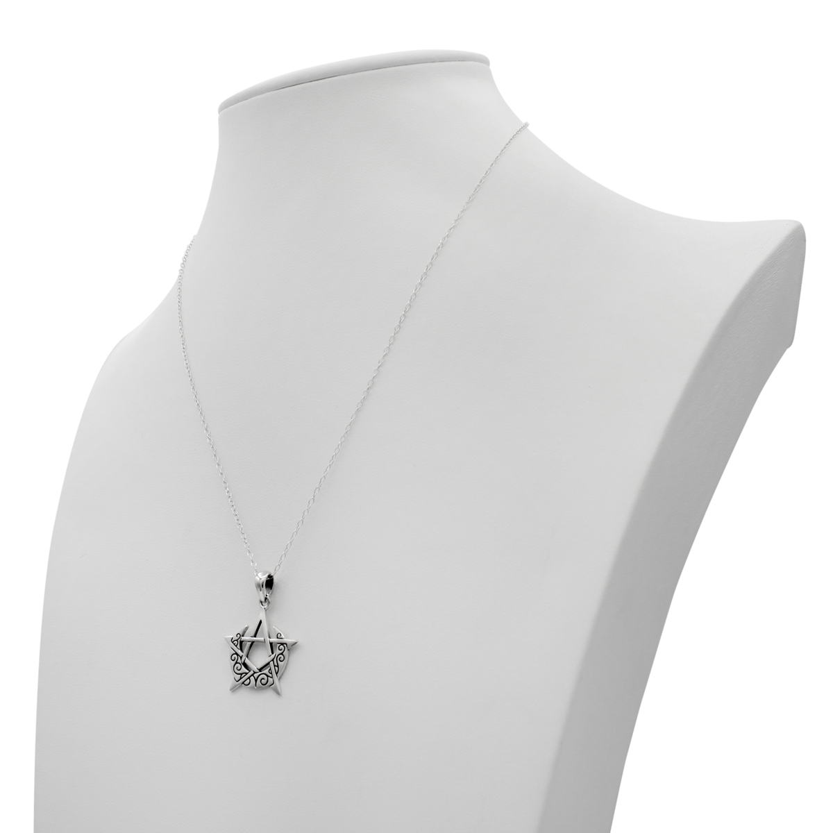 Pentagram Witchy Jewelry : Sterling Silver Crescent Moon Pentacle Pendant |  Witchcraft & Witch Shop