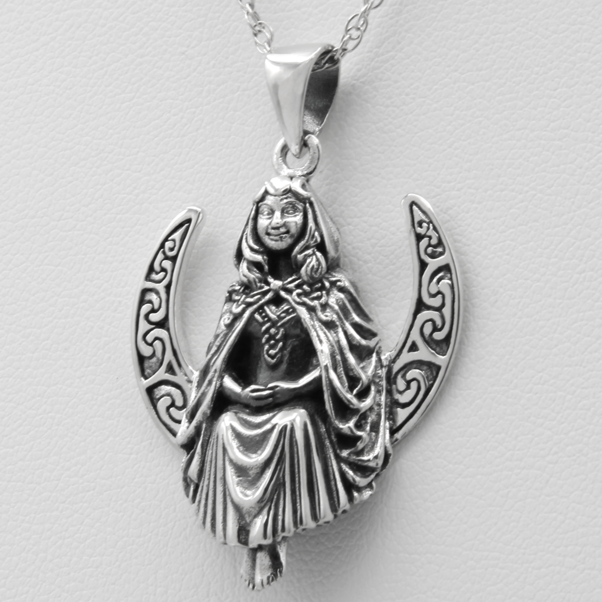 Seated Moon Goddess | Pagan & Wiccan Necklace | Sterling Silver Goddess Jewelry
