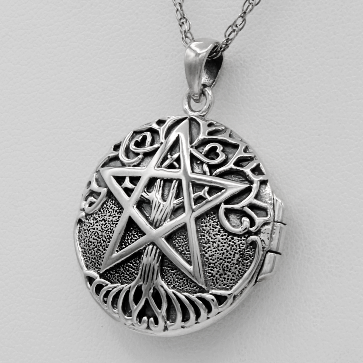 Witchcraft Tree Pentacle Spell Locket | .925 Sterling Silver Pendant Necklace | Talisman for Spells and Magic |  Ritual Tools and Magical Supplies