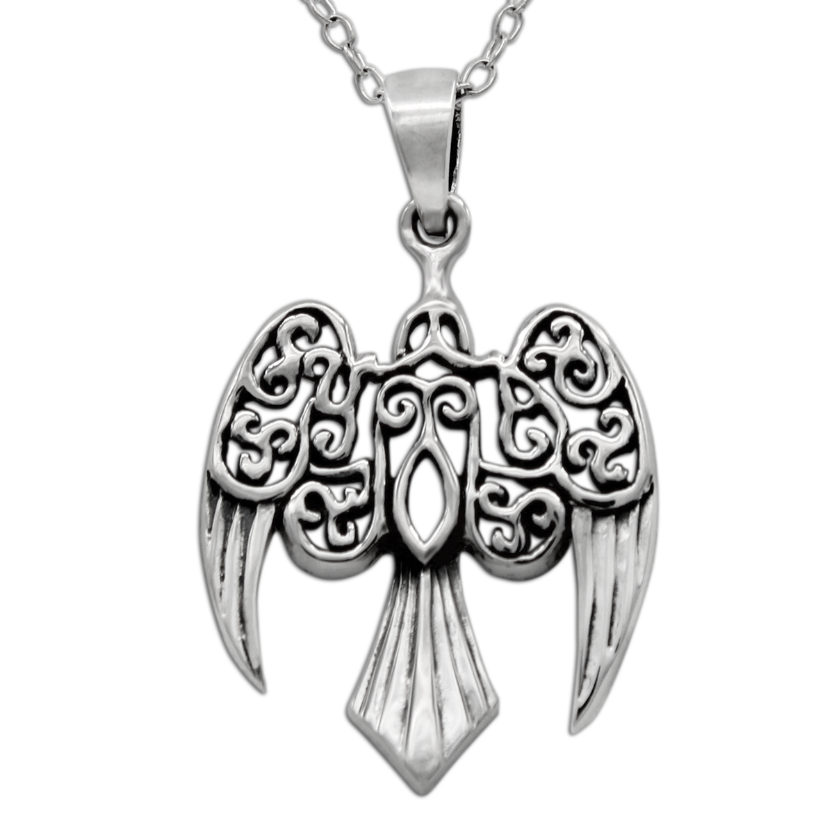 Celtic Pagan Samhain Jewelry : The Goddess Morrigan - Sterling Silver Witchcraft Raven Necklace