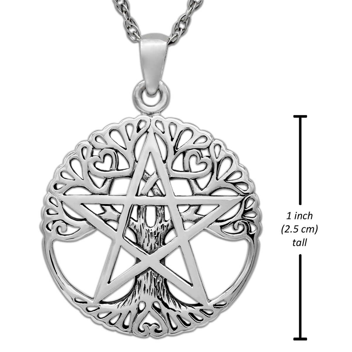 Wiccan amulet : Celtic Pagan Jewelry : Wiccan Pendant | Druid & Celtic Pagan Tree of Life Pentacle Necklace | .925 Sterling Silver Jewelry