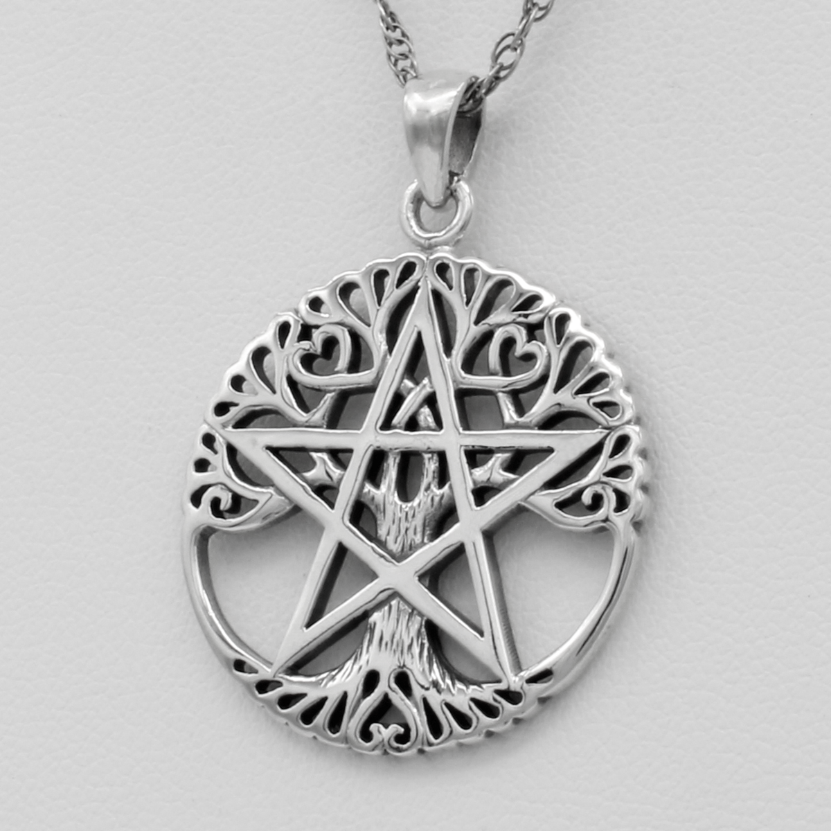 Wiccan Pendant | Druid & Celtic Pagan viking Tree of Life Pentacle Necklace | .925 Sterling Silver Jewelry