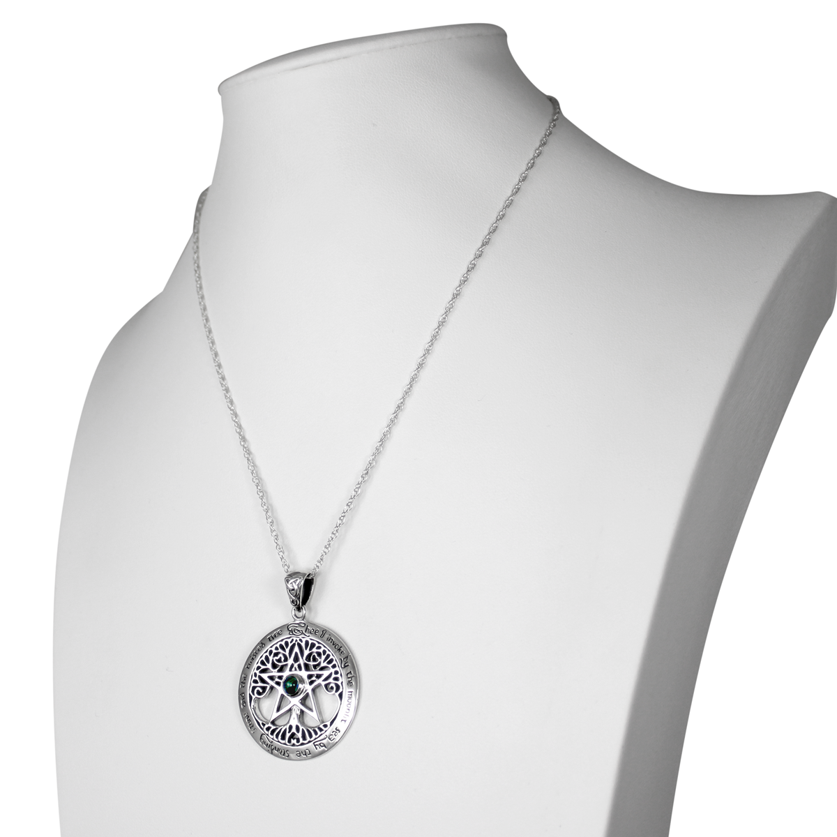 Sterling Silver Large Tree Pentacle Necklace Traditional Wiccan Jewelry